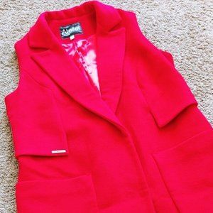 WOYZ Atelier Private Size 48 Or S/M Red Sleeveless Wool Long Vest European